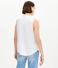 Cutout Ruffle Neck Shell