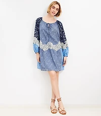 Lace Paisley Tie Mini Pocket Dress