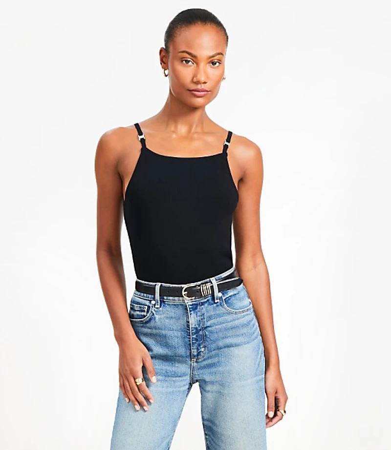 Ribbed Square Neck Sweater Tank Top