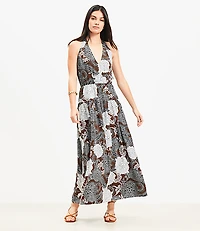 Floral Halter Maxi Pocket Dress