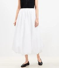 Poplin Ruched Bubble Midi Skirt