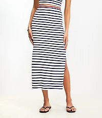 Stripe Ribbed Midi Sweater Skirt