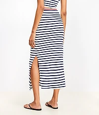 Stripe Ribbed Midi Sweater Skirt