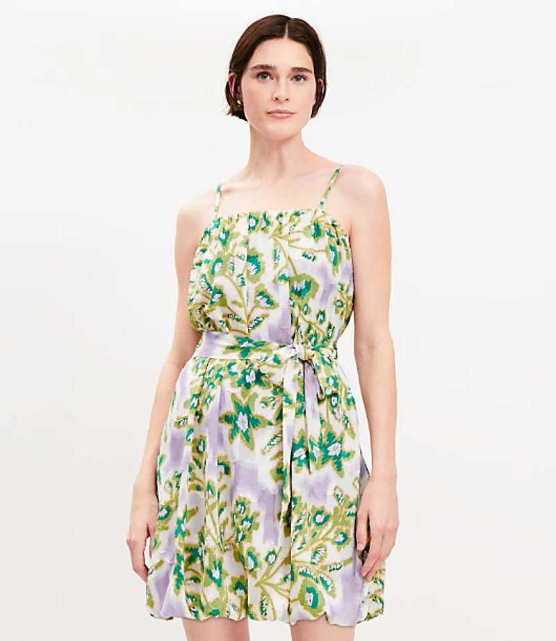 Floral Clip Pleated Mini Pocket Dress