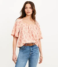 Floral Flutter Square Neck Top