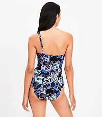 LOFT Beach Floral Asymmetrical Bandeau One Piece Swimsuit
