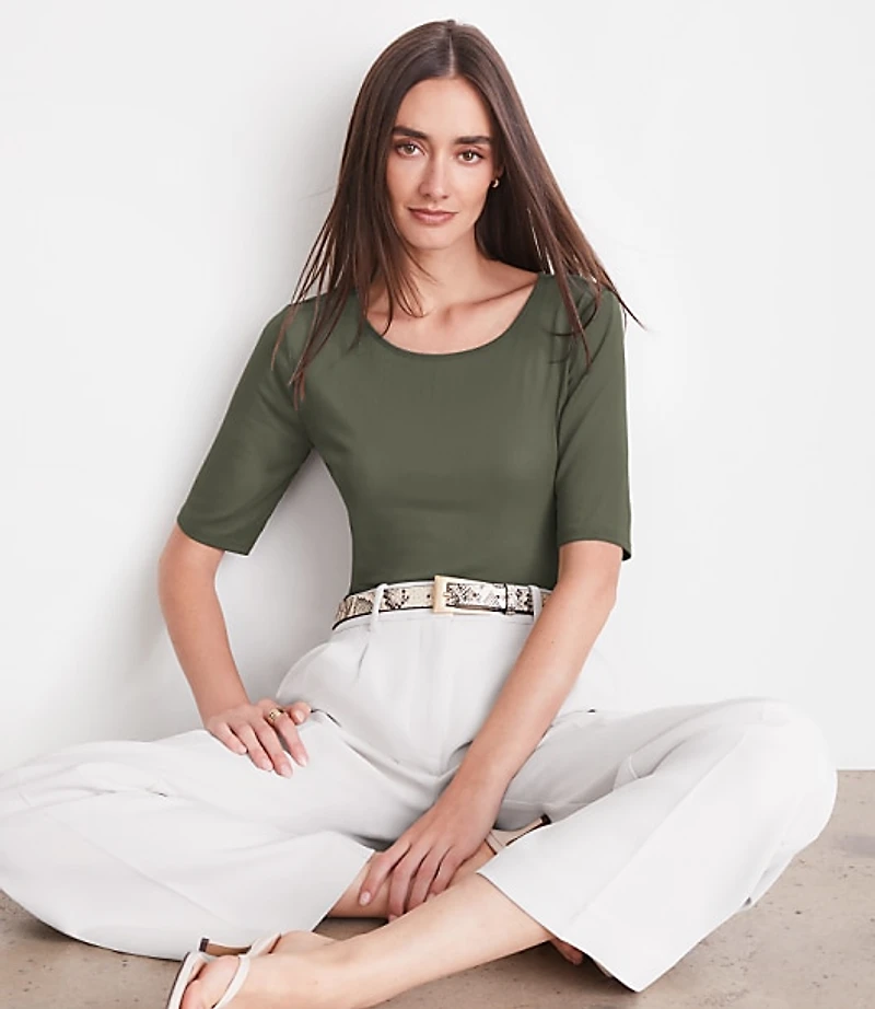 LOFT Versa Mesh Elbow Sleeve Tee