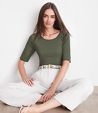 LOFT Versa Mesh Elbow Sleeve Tee