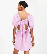 Petite LOFT Beach Linen Blend Cutout Back Mini Pocket Dress