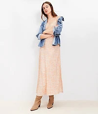Paisley Lace Trim Midi Slip Dress