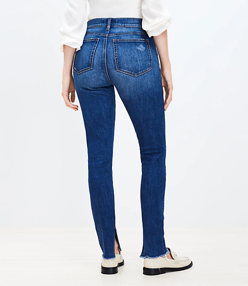 Curvy Ankle Slit Fresh Cut High Rise Skinny Jeans Dark Vintage Wash