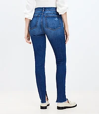 Curvy Ankle Slit Fresh Cut High Rise Skinny Jeans Dark Vintage Wash