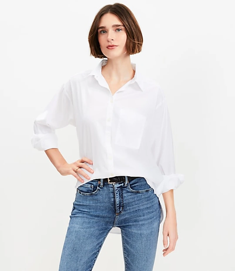 Cotton Blend Everyday Oversized Pocket Shirt