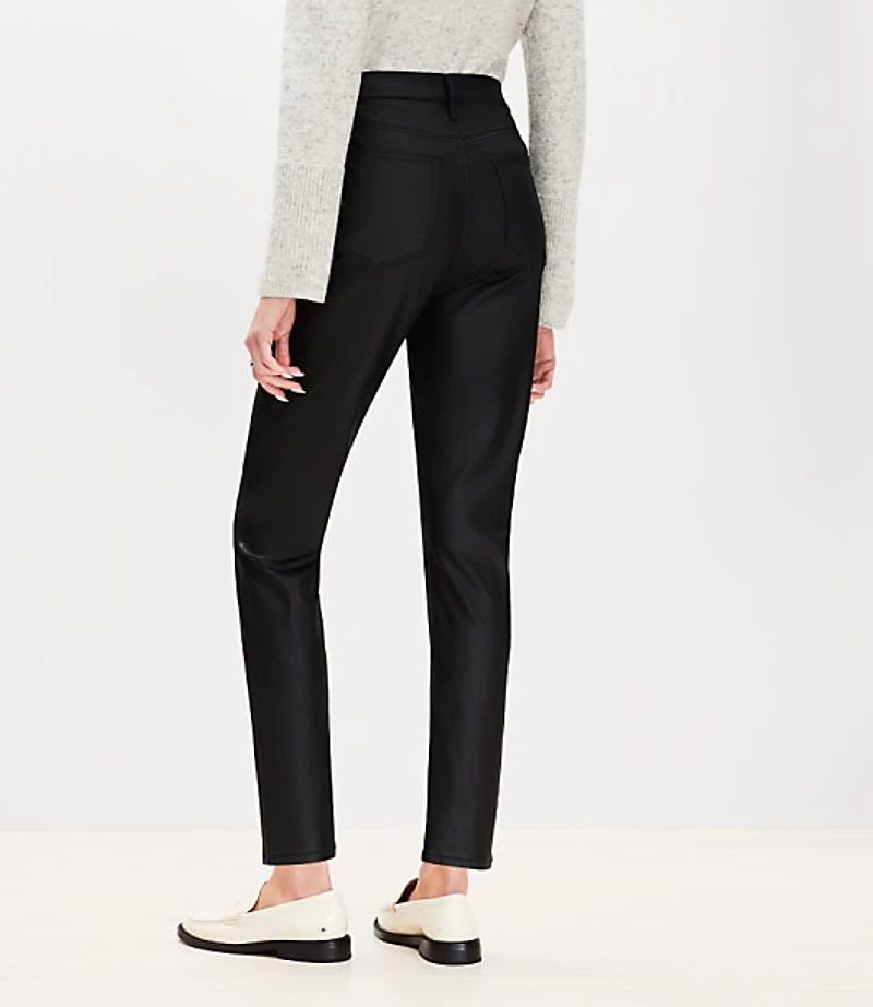 Coated High Rise Skinny Jeans Black