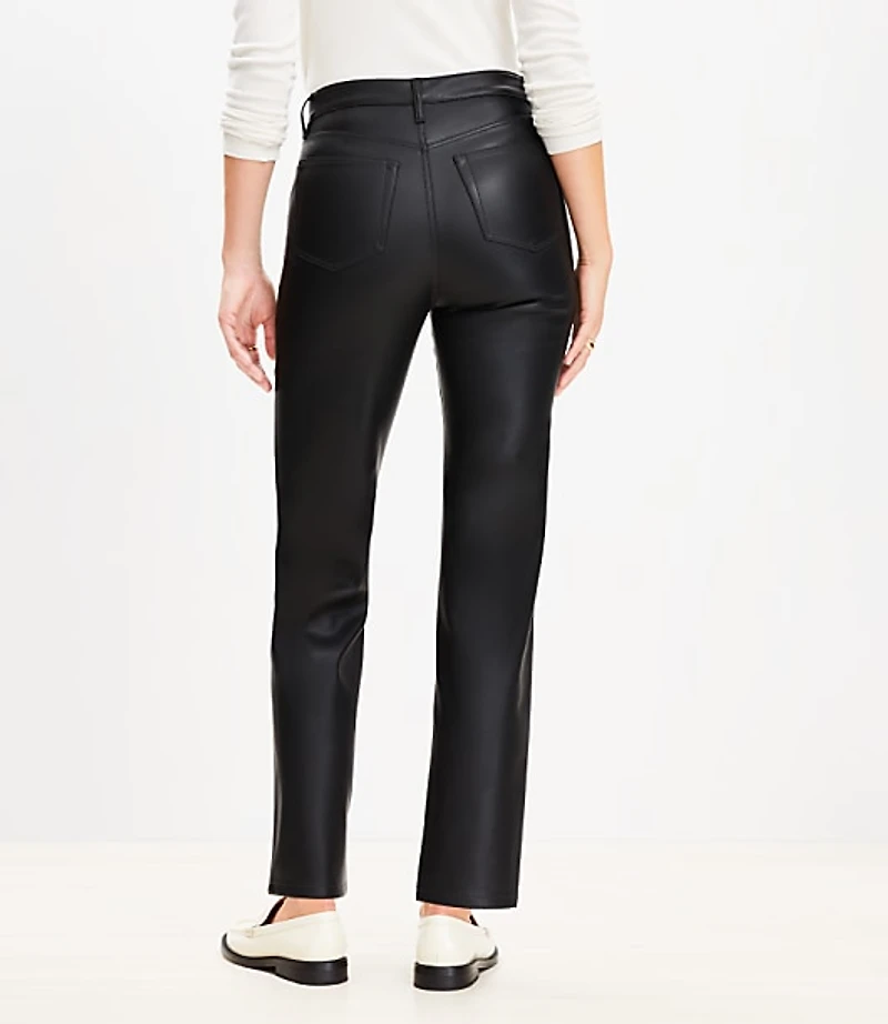 Tall Five Pocket Straight Pants in Faux Leather