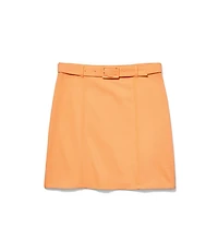 Belted Cotton Linen Skirt