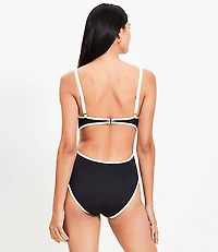 LOFT Beach Scoop Neck Cutout One Piece Swimsuit