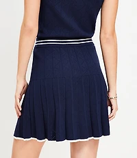 Pointelle Pleated Mini Sweater Skirt