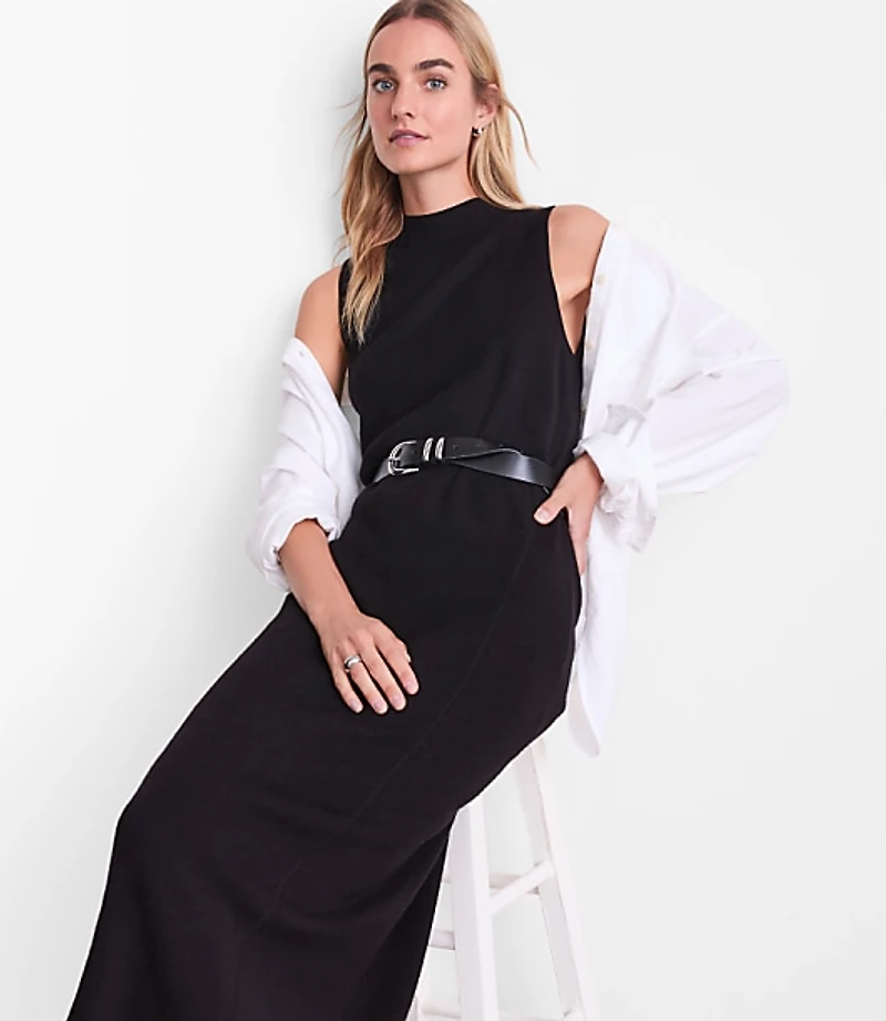 LOFT Versa Sleeveless Mock Neck Midi Sweater Dress