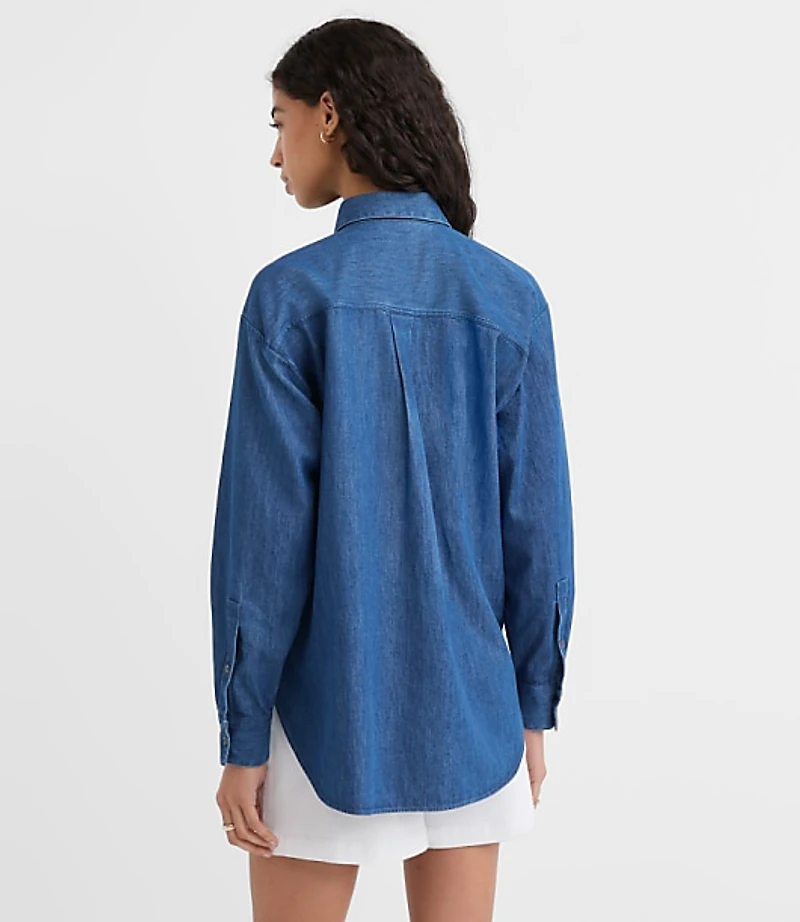 Petite Chambray Everyday Oversized Pocket Shirt