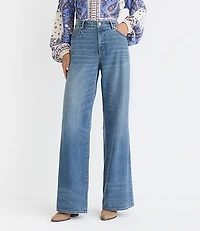 Petite Mid Rise Wide Leg Jeans Classic Wash