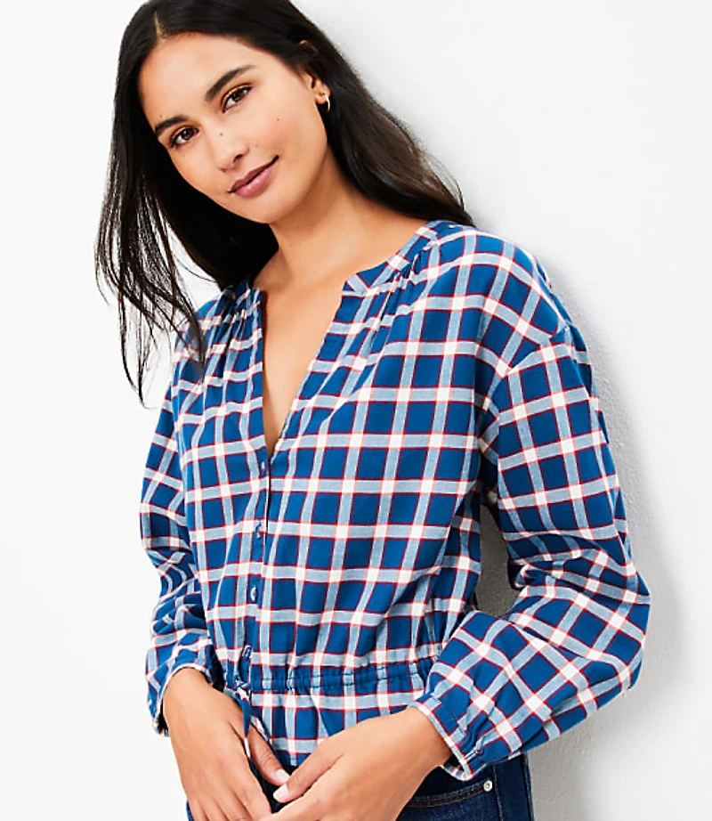 Plaid Flannel Modern Drawstring Shirt