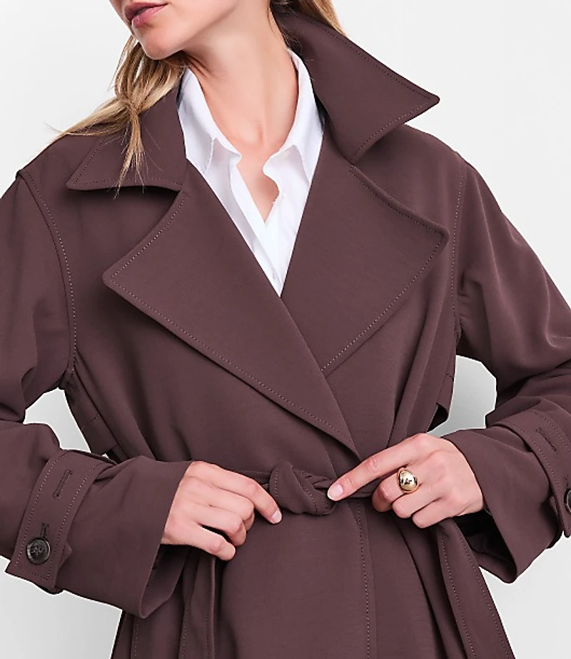 Petite LOFT Versa Crepe Drape Oversized Trench Coat