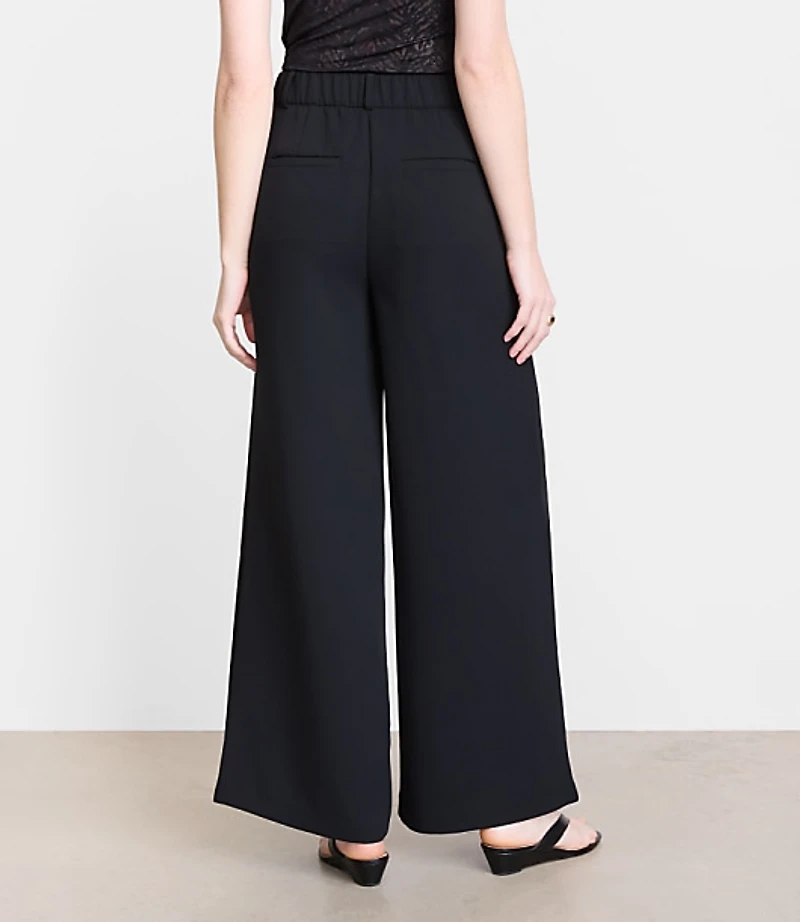 Petite LOFT Versa Crepe Drape Palazzo Pant