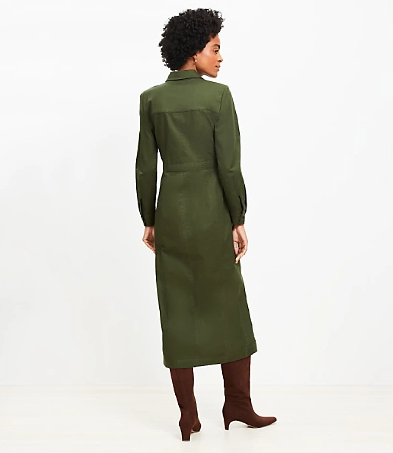 Twill Midi Pocket Shirtdress