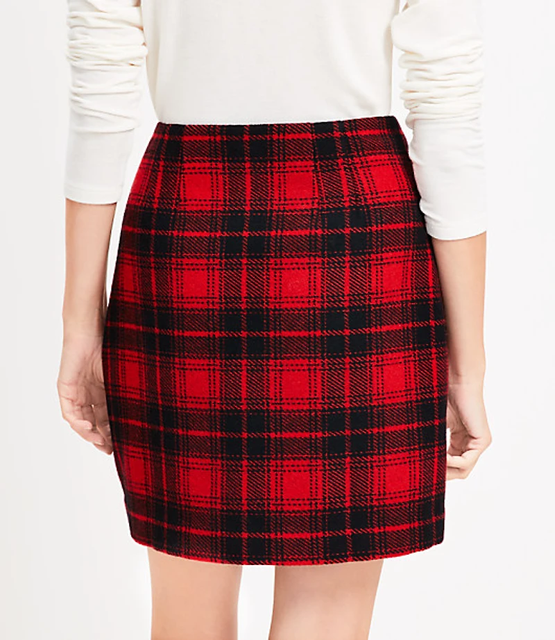 Petite Plaid Fringe Mini Wrap Skirt