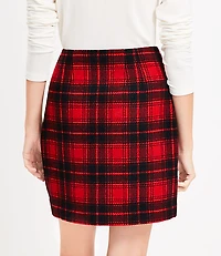 Petite Plaid Fringe Mini Wrap Skirt