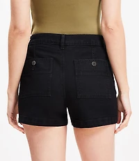 Patch Pocket High Rise Denim Shorts Classic Black Wash