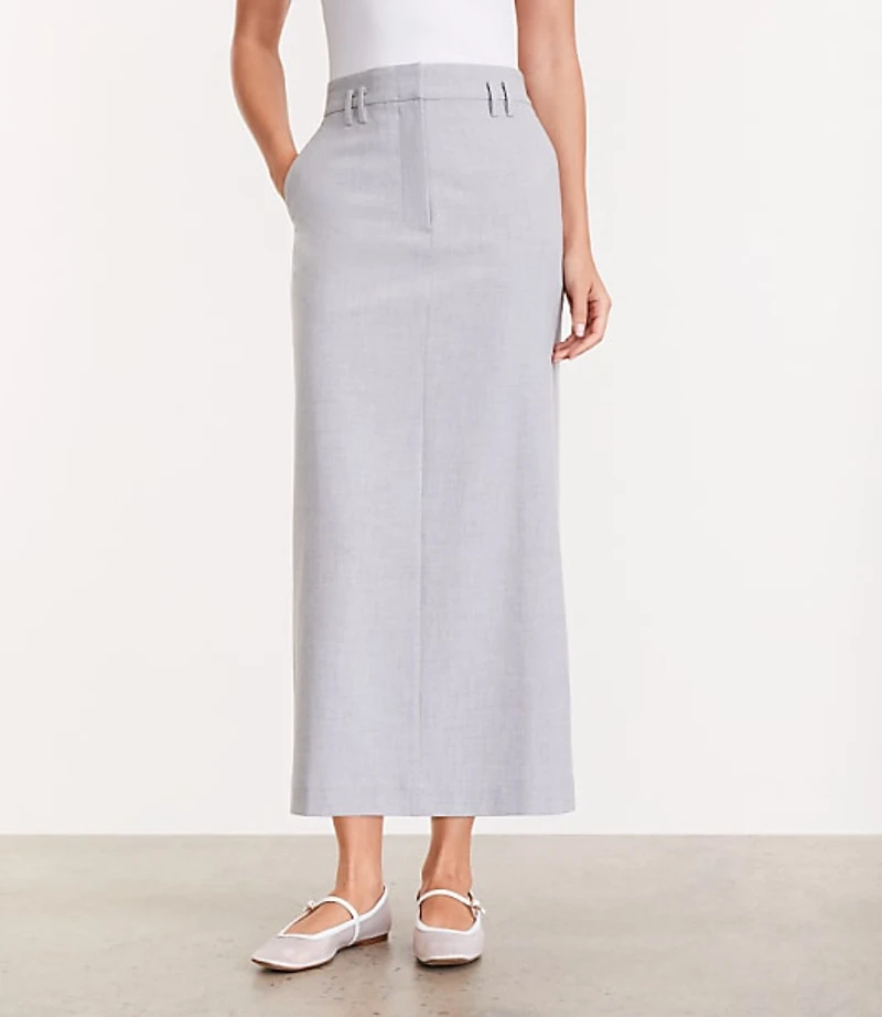 LOFT Versa Heathered Seasonless Stretch Maxi Pocket Skirt