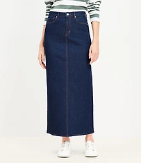 Denim Maxi Skirt in Rinse Wash