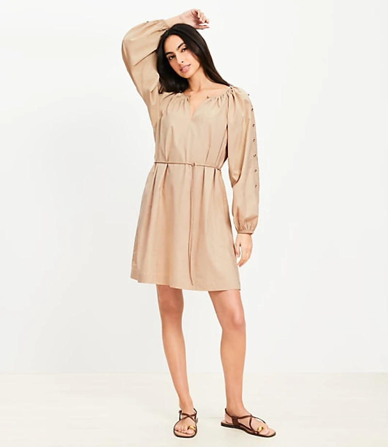 Button Sleeve Mini Dress