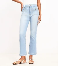 Patch Pocket Kick Crop Jeans in Bright Vintage Wash