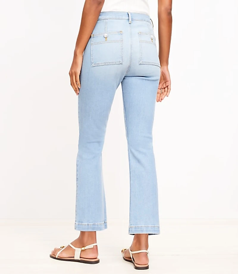Patch Pocket Kick Crop Jeans in Bright Vintage Wash