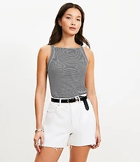 Stripe Perfect Ribbed Apron Neck Tank Top