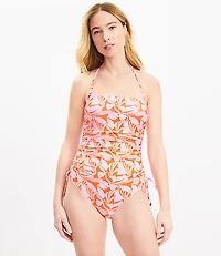 LOFT Beach Swirl Bandeau One Piece Swimsuit