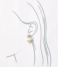 Pearlized Pave Heart Drop Earrings