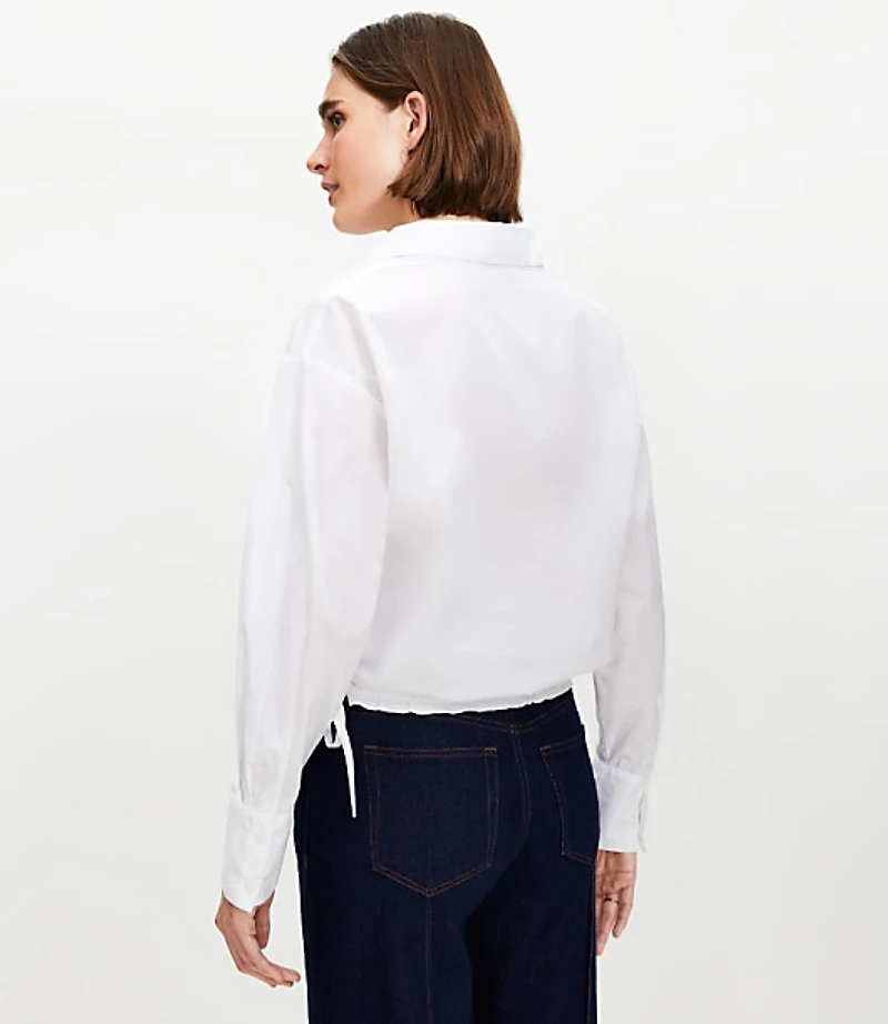 Petite Poplin Side Tie Shirt