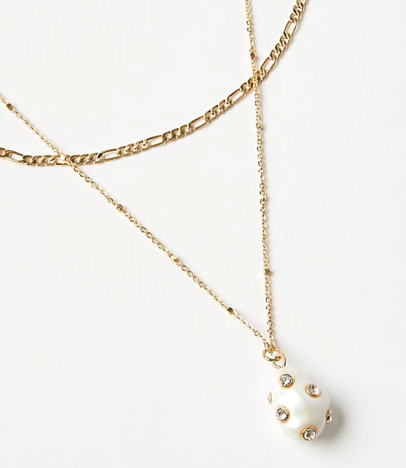 Pearlized Sparkle Layered Necklace Set