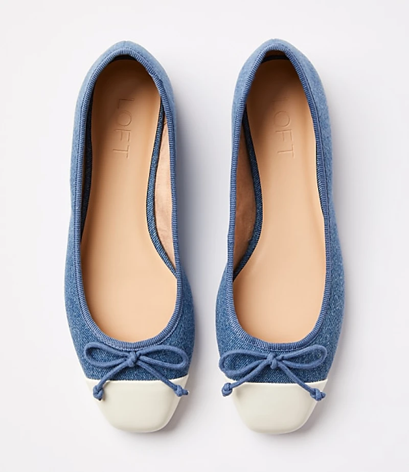 Chambray Soft Cap Toe Ballet Flats