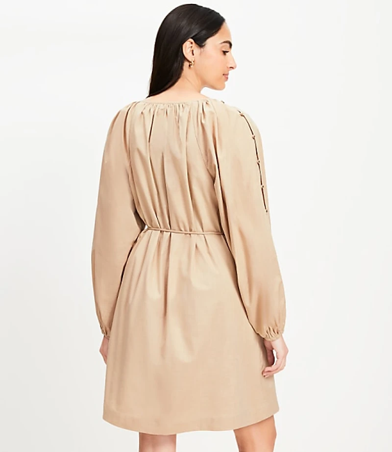 Petite Button Sleeve Mini Dress