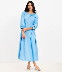 Petite Poplin Tie Cuff Midi Dress