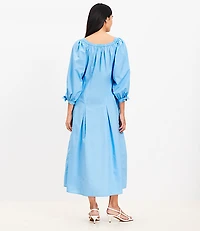 Petite Poplin Tie Cuff Midi Dress