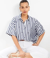 Clip Stripe Henley Dolman Everyday Tunic Shirt