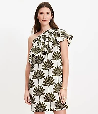 Palm Ruffle One Shoulder Mini Dress