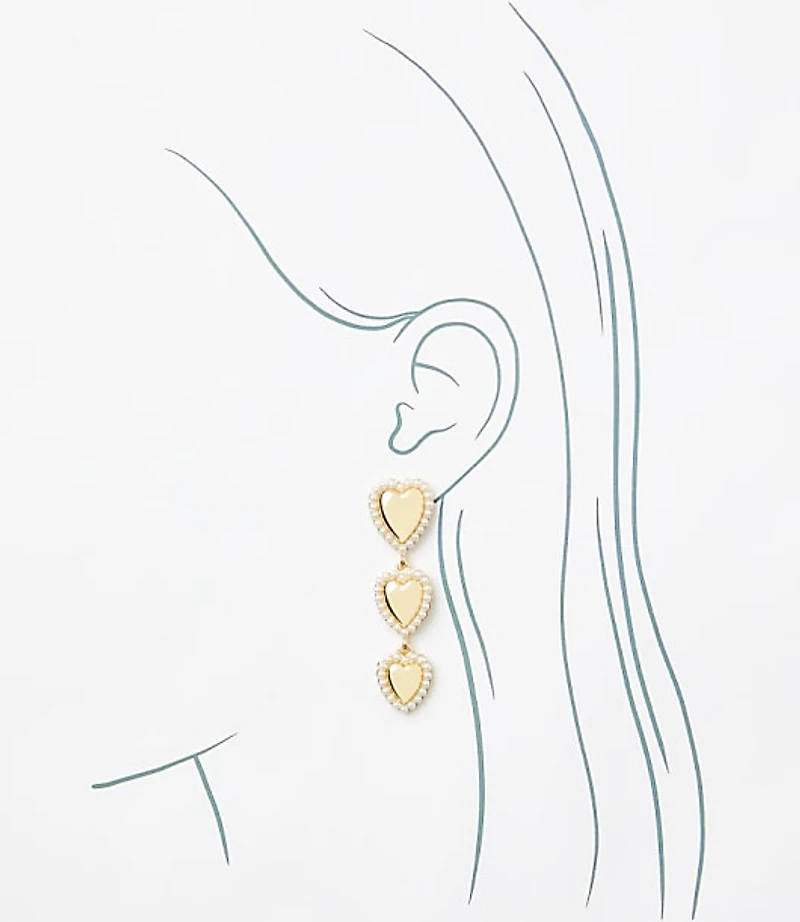 Pearlized Heart Drop Statement Earrings