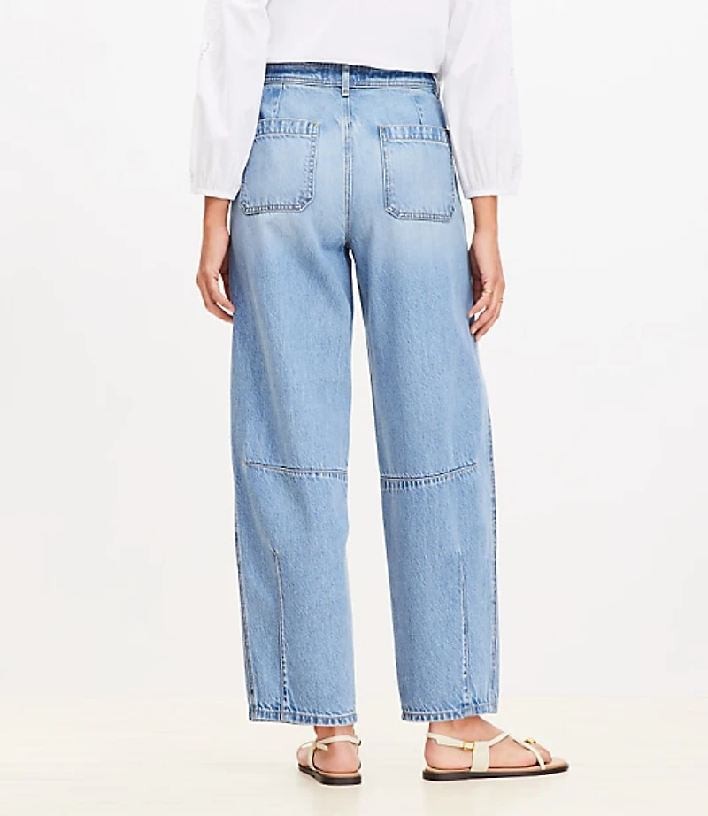 High Rise Barrel Jeans in Light Vintage Indigo Wash